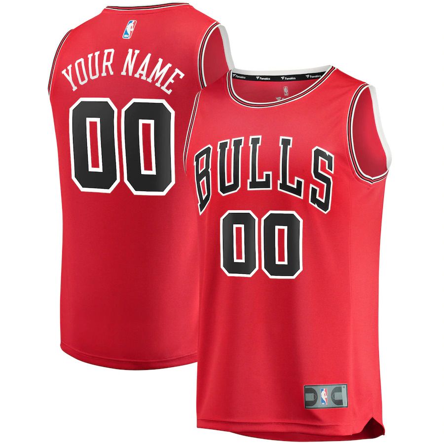 Men Chicago Bulls Fanatics Branded Red Fast Break Custom Replica NBA Jersey